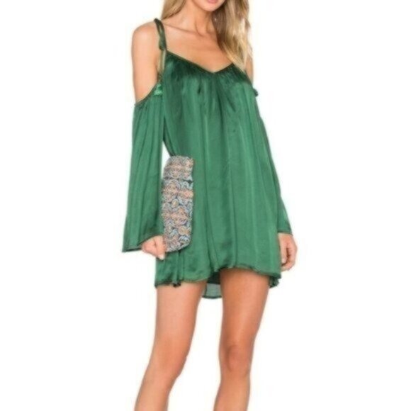 Line + Dot Rampling Cold Shoulder Mini Dress Green Size Small - Picture 1 of 8